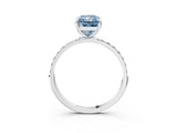 White gold Fancy Blue Radiant Cut Diamond Solitaire Ring with Round  Pavé Band and Prong Setting_183