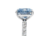 White gold Fancy Blue Radiant Cut Diamond Solitaire Ring with Round  Pavé Band and Prong Setting_185
