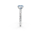 White gold Fancy Blue Radiant Cut Diamond Solitaire Ring with Shared Prong Pavé Band and Four-Prong Setting_61