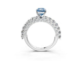 White gold Fancy Blue Radiant Cut Diamond Solitaire Ring with Shared Prong Pavé Band and Four-Prong Setting_72
