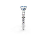 White gold Fancy Blue Radiant Cut Diamond Solitaire Ring with Shared Prong Pavé Band and Four-Prong Setting_75