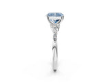 White gold Fancy Blue Radiant Cut Diamond Solitaire Ring with Side Stones and Four-Prong Setting_124