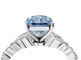 White gold Fancy Blue Radiant Cut Diamond Solitaire Ring with Side Stones and Four-Prong Setting_126