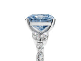 White gold Fancy Blue Radiant Cut Diamond Solitaire Ring with Side Stones and Four-Prong Setting_127