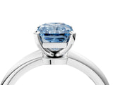 White gold Fancy Blue Radiant Cut Diamond Solitaire Ring with Six-Prong Setting and Classic Band_284
