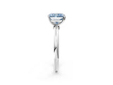 White gold Fancy Blue Radiant Cut Diamond Solitaire Ring with Six-Prong Setting and Classic Band_288