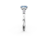White gold Fancy Blue Radiant  Cut Diamond Solitaire Ring with Tapered Baguette Accents and Four-Prong Setting_60