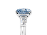 White gold Fancy Blue Radiant  Cut Diamond Solitaire Ring with Tapered Baguette Accents and Four-Prong Setting_63