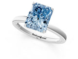 White gold Fancy Blue Radiant Cut Diamond Solitaire Ring with Thin Band and Prong Setting_43