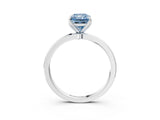 White gold Fancy Blue Radiant Cut Diamond Solitaire Ring with Thin Band and Prong Setting_45