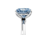 White gold Fancy Blue Radiant Cut Diamond Solitaire Ring with Thin Band and Prong Setting_47