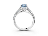 White gold Fancy Blue Radiant Cut Diamond Solitaire Ring with Three-Row Pavé Band and Four-Prong Setting_51