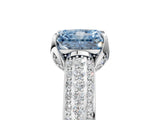 White gold Fancy Blue Radiant Cut Diamond Solitaire Ring with Three-Row Pavé Band and Four-Prong Setting_53