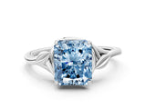 White gold Fancy Blue Radiant Cut Diamond Solitaire Ring with Twist Band and Four-Prong Setting_162