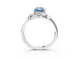 White gold Fancy Blue Radiant Cut Diamond Solitaire Ring with Twist Band and Four-Prong Setting_165