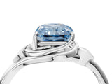 White gold Fancy Blue Radiant Cut Diamond Solitaire Ring with Twist Band and Four-Prong Setting_166