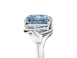 White gold Fancy Blue Radiant Cut Diamond Solitaire Ring with Twist Band and Four-Prong Setting_167