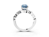 White gold Fancy Blue Radiant Cut Diamond Solitaire Ring with Twisted Band and Prong Setting_322
