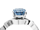 White gold Fancy Blue Radiant Cut Diamond Solitaire Ring with Twisted Band and Prong Setting_323