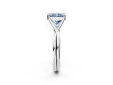 White gold Fancy Blue Radiant Cut Diamond Solitaire Twist Band Prong Setting Ring_56