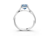 White gold Fancy Blue Radiant Cut Diamond Solitaire Twist Band Prong Setting Ring_57
