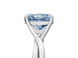 White gold Fancy Blue Radiant Cut Diamond Solitaire Twist Band Prong Setting Ring_59