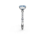 White gold Fancy Blue Radiant  Cut Diamond Solitaire with Pave Band and Four-Prong Setting 2