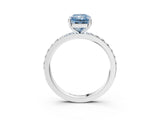 White gold Fancy Blue Radiant  Cut Diamond Solitaire with Pave Band and Four-Prong Setting 3