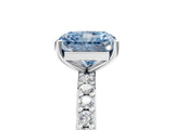 White gold Fancy Blue Radiant  Cut Diamond Solitaire with Pave Band and Four-Prong Setting 5