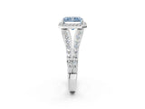 White gold Fancy Blue Radiant Cut Diamond Split Shank Halo Ring with Four-Prong Setting_72