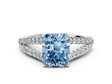 White gold Fancy Blue Radiant Cut Diamond Split Shank Pavé Engagement Ring with Four-Prong Setting_92
