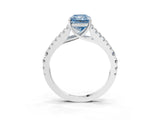 White gold Fancy Blue Radiant Cut Diamond Split Shank Pavé Engagement Ring with Four-Prong Setting_95