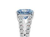 White gold Fancy Blue Radiant Cut Diamond Split Shank Pavé Engagement Ring with Four-Prong Setting_97