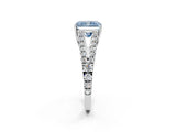 White gold Fancy Blue Radiant Cut Diamond Split Shank Pavé Engagement Ring with Four-Prong Setting_98