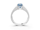 White gold Fancy Blue Radiant Cut Diamond Split Shank Ring with Pavé Band and Four-Prong Setting_65