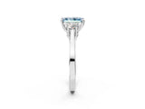 White gold Fancy Blue Radiant Cut Diamond Three-Stone Engagement Ring with Prong Setting and Pavé Band_2