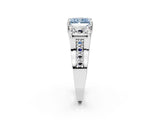 White gold Fancy Blue Radiant Cut Diamond Three-Stone Ring with Channel Set Band and Four-Prong Setting_132