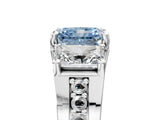 White gold Fancy Blue Radiant Cut Diamond Three-Stone Ring with Channel Set Band and Four-Prong Setting_135