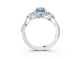 White gold Fancy Blue Radiant Cut Diamond Three-Stone Ring with Pear  Side Stones and Prong Setting_135