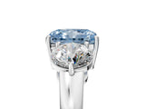 White gold Fancy Blue Radiant Cut Diamond Three-Stone Ring with Prong Setting and Classic Band_160