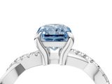 White gold Fancy Blue Radiant  Cut Diamond Twist Band Solitaire with Prong Setting_28