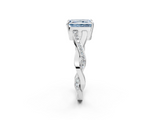 White gold Fancy Blue Radiant  Cut Diamond Twisted Band Engagement Ring with Prong Setting_5