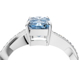 White gold Fancy Blue Radiant  Cut Diamond Twisted Band Engagement Ring with Prong Setting_7
