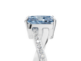 White gold Fancy Blue Radiant  Cut Diamond Twisted Band Engagement Ring with Prong Setting_8