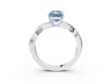 White gold Fancy Blue Radiant  Cut Diamond Twisted Band with Pavé Setting and Four-Prong Setting_23