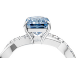 White gold Fancy Blue Radiant  Cut Diamond Twisted Band with Pavé Setting and Four-Prong Setting_24