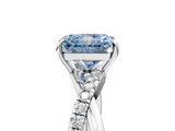 White gold Fancy Blue Radiant  Cut Diamond Twisted Band with Pavé Setting and Four-Prong Setting_25