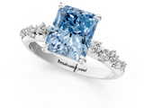 White gold Fancy Blue Radiant  Cut Diamond Vine Band with Four-Prong Setting_61