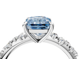 White gold Fancy Blue Radiant  Cut Diamond Vine Band with Four-Prong Setting_64