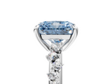 White gold Fancy Blue Radiant  Cut Diamond Vine Band with Four-Prong Setting_65